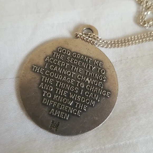 Sterling Silver Serenity Prayer Hands Necklace - Picture 4 of 6